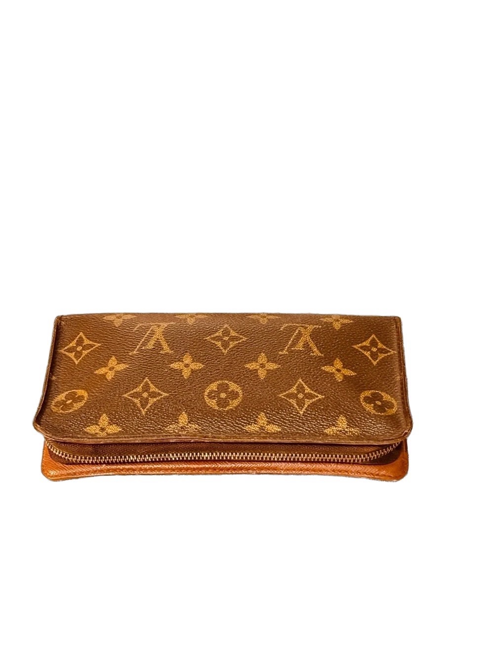 Louis Vuitton Monogram Zip Around Wallet in Brown and Gold